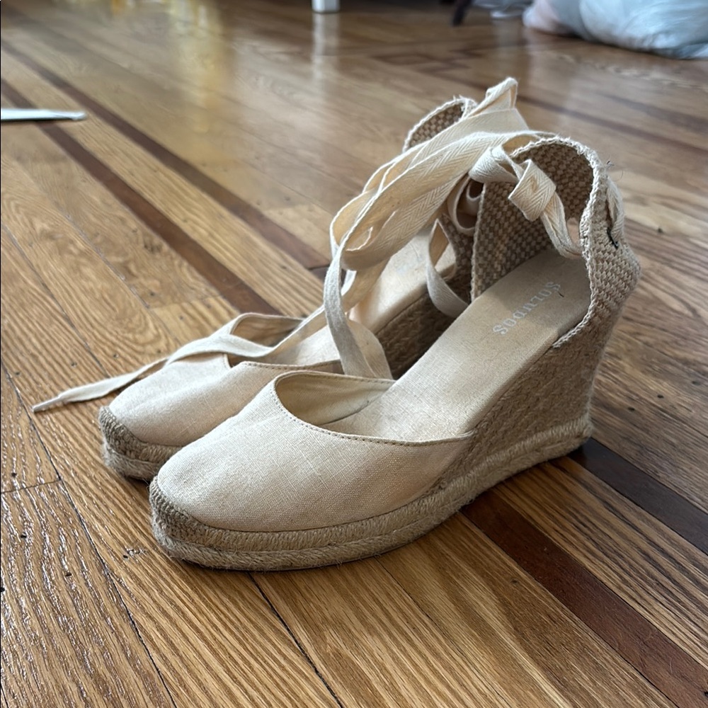 Women's Beige Espadrille Wedge Shoes